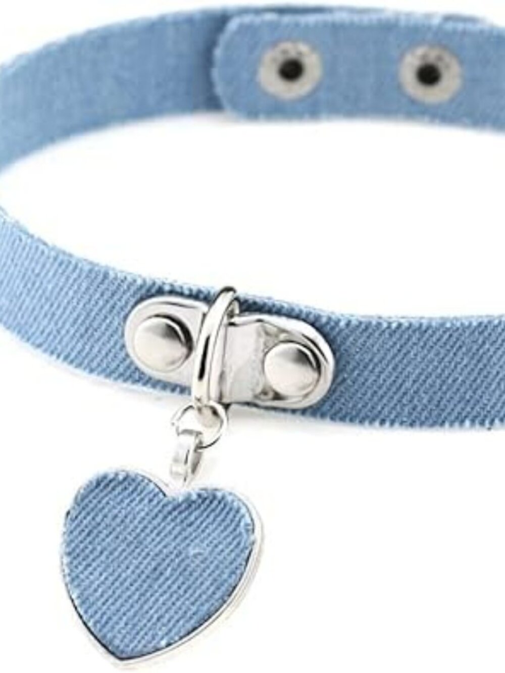 NEW Y2K Women Bohemian Denim Jean Choker Collar Necklaces Fashion Heart Pendant